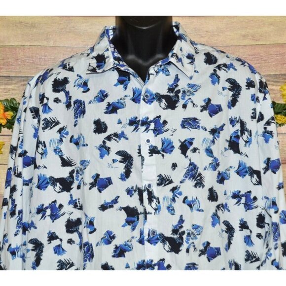 Robert Graham Blue Abstract Print Flip Cuff Men's 3XL Casual Button Front Shirt - Picture 2 of 11